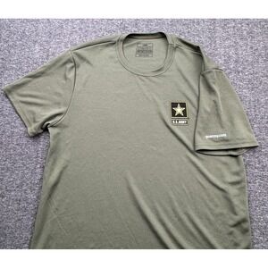 US Army Shirt Mens Large Green Viewsport Polyester Athletic Tee GoArmy Logo USA